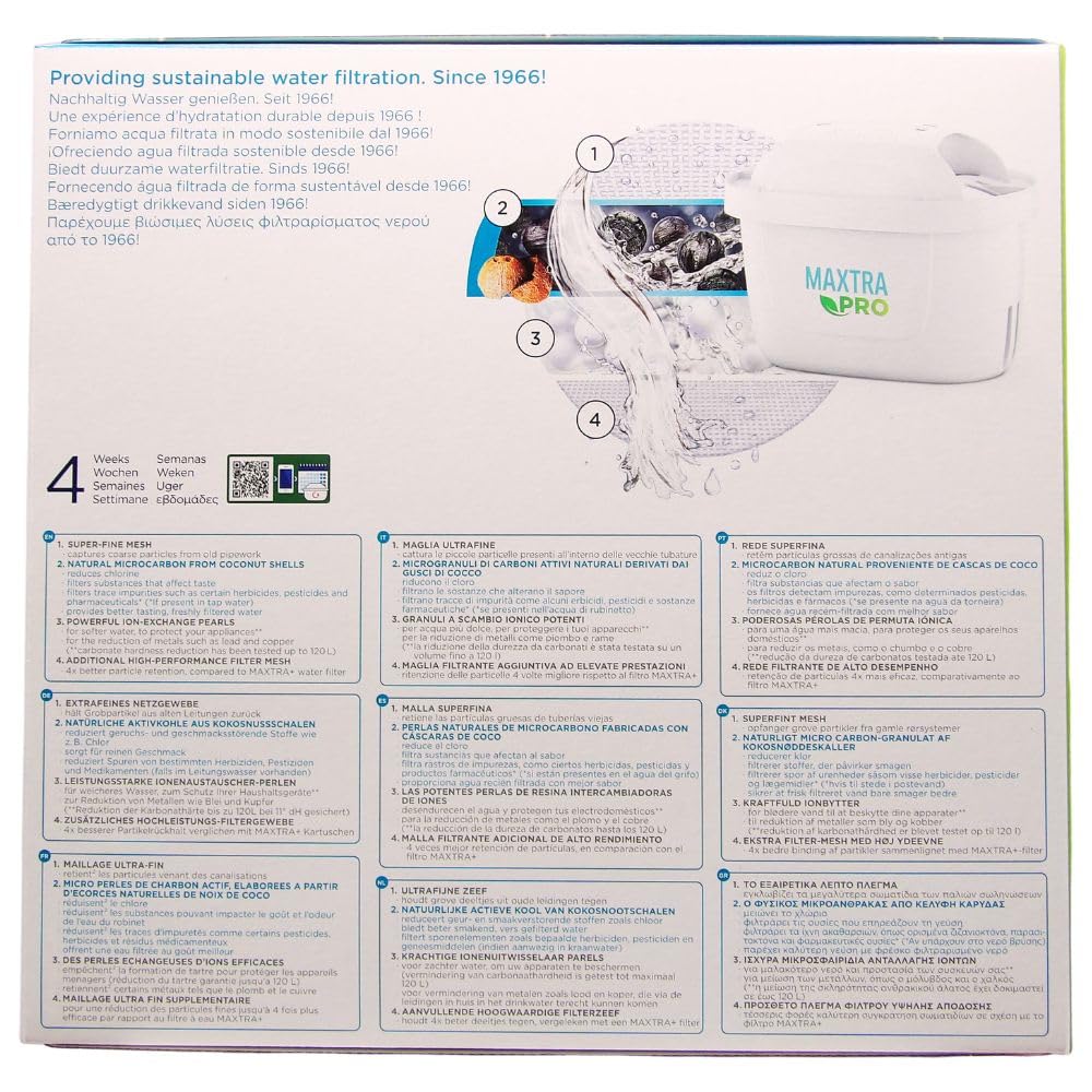 Caraffa Filtrante MARELLA per acqua, Bianco (2.4l) - incl. 1 Filtro MAXTRA PRO per la riduzione di cloro, calcare e impurità + Filtro per acqua MAXTRA PRO All-in-1 Confezione Da 12 Filtri