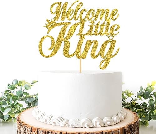Helewilk Decoración de pastel de bienvenida para el rey pequeño decoración de pastel de cumpleaños para niños primer cumpleaños baby shower fiesta