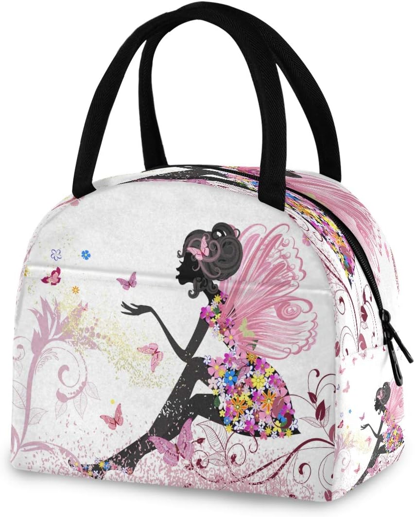 Blueangle Butterfly Girl Lunch Bags for Women,Cute Lunch Box Insulated Cooler Totes with Leakproof Lining