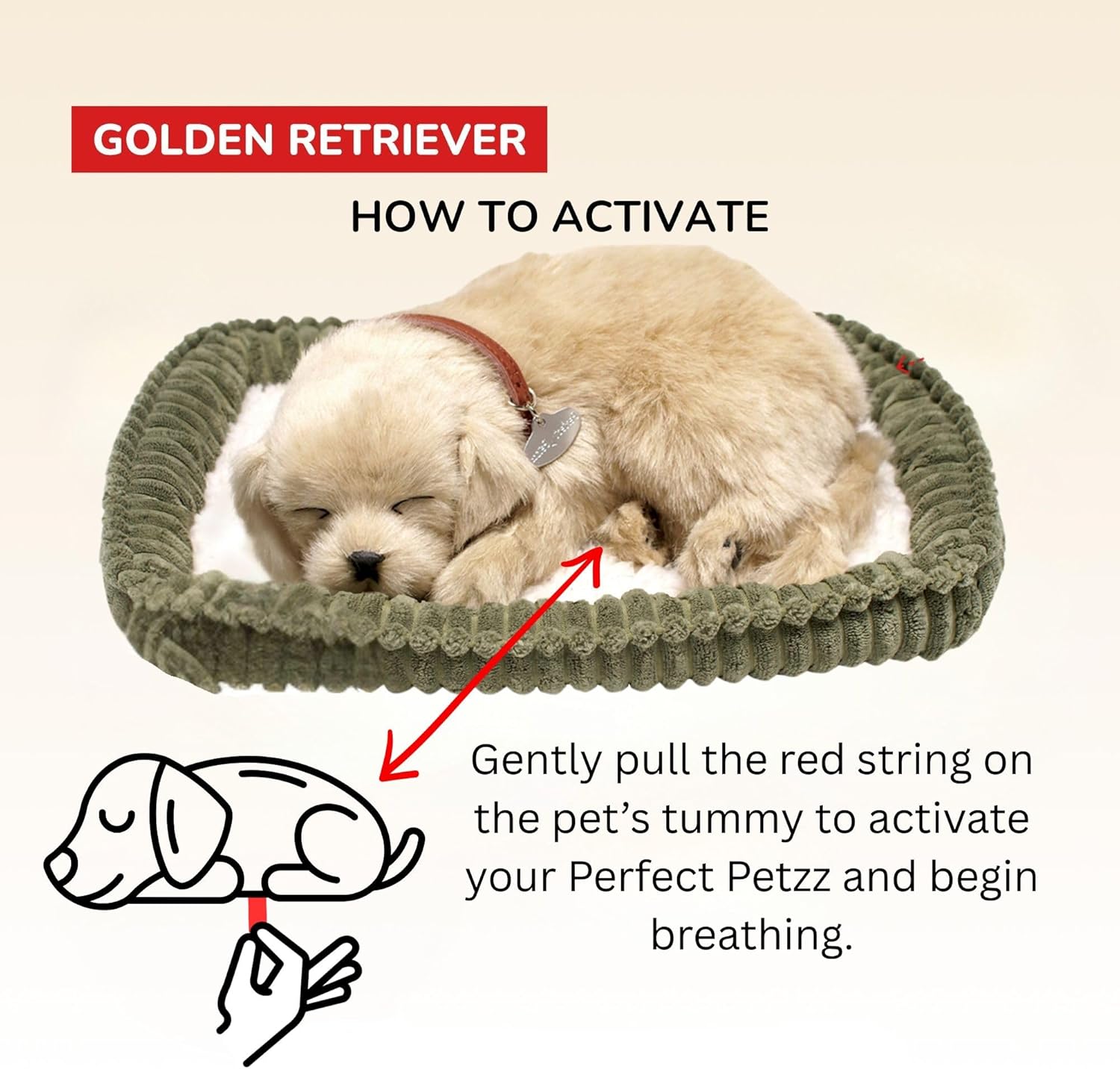 Perfect Petzzz - Original Petzzz Golden Retriever, Realistic, Lifelike Stuffed Interactive Pet Toy, Companion Pet with 100% Handcrafted Synthetic Fur