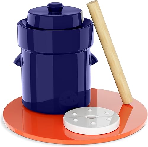 Humble House "Sauerkrock" Fermentación Crock con pesas esmaltadas  tradicional estilo alemán sellado al agua diseño para fermentación Sauerkaut,