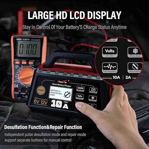Miniatura 5 de TowerTop Cargador de batería de coche inteligente Cargadores de batería 10A Cargadores de batería de barco de 6V12V con reparación automática,