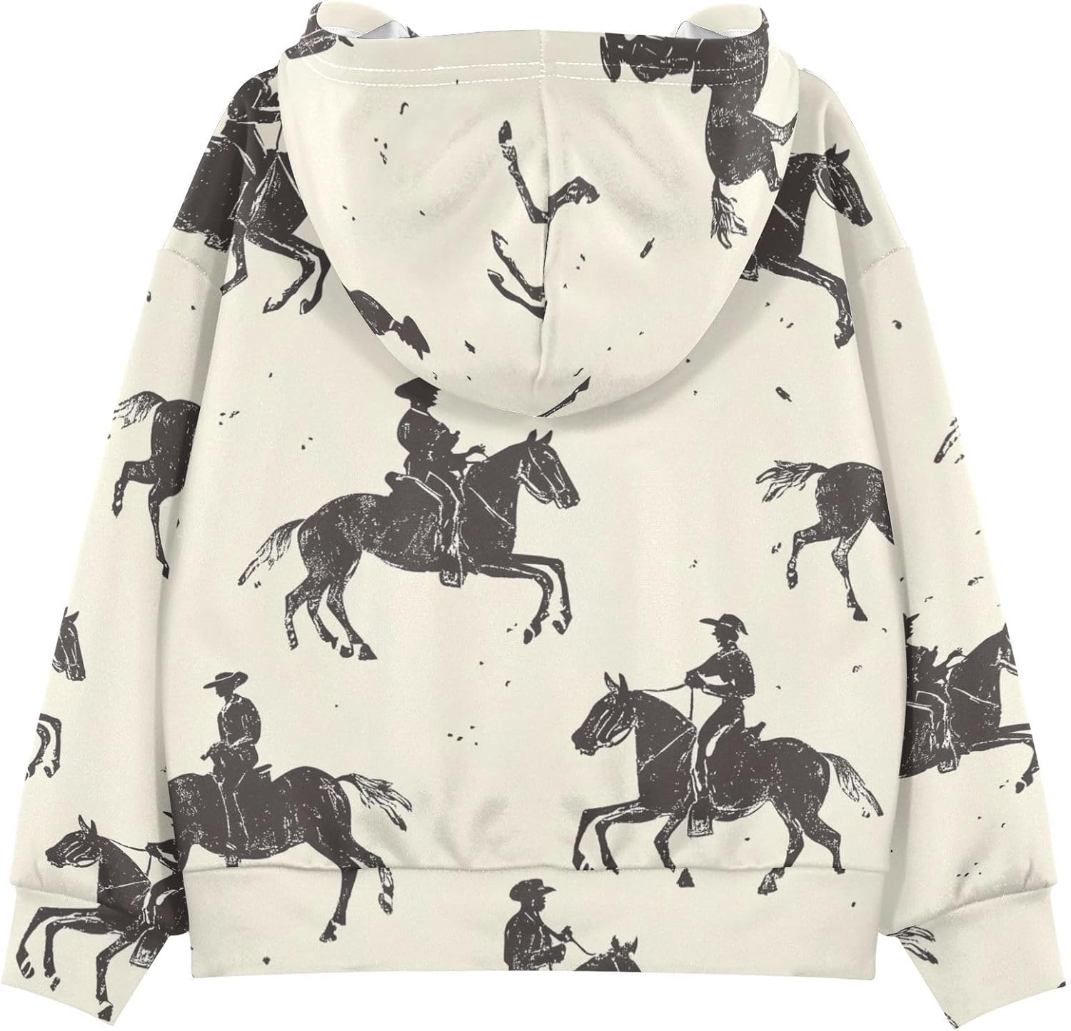 ZZXXB Cowboys and Horses Kids Sweatshirts Boys Girls Hooded Kangaroo Pocket Pullover Tops XS-XXL