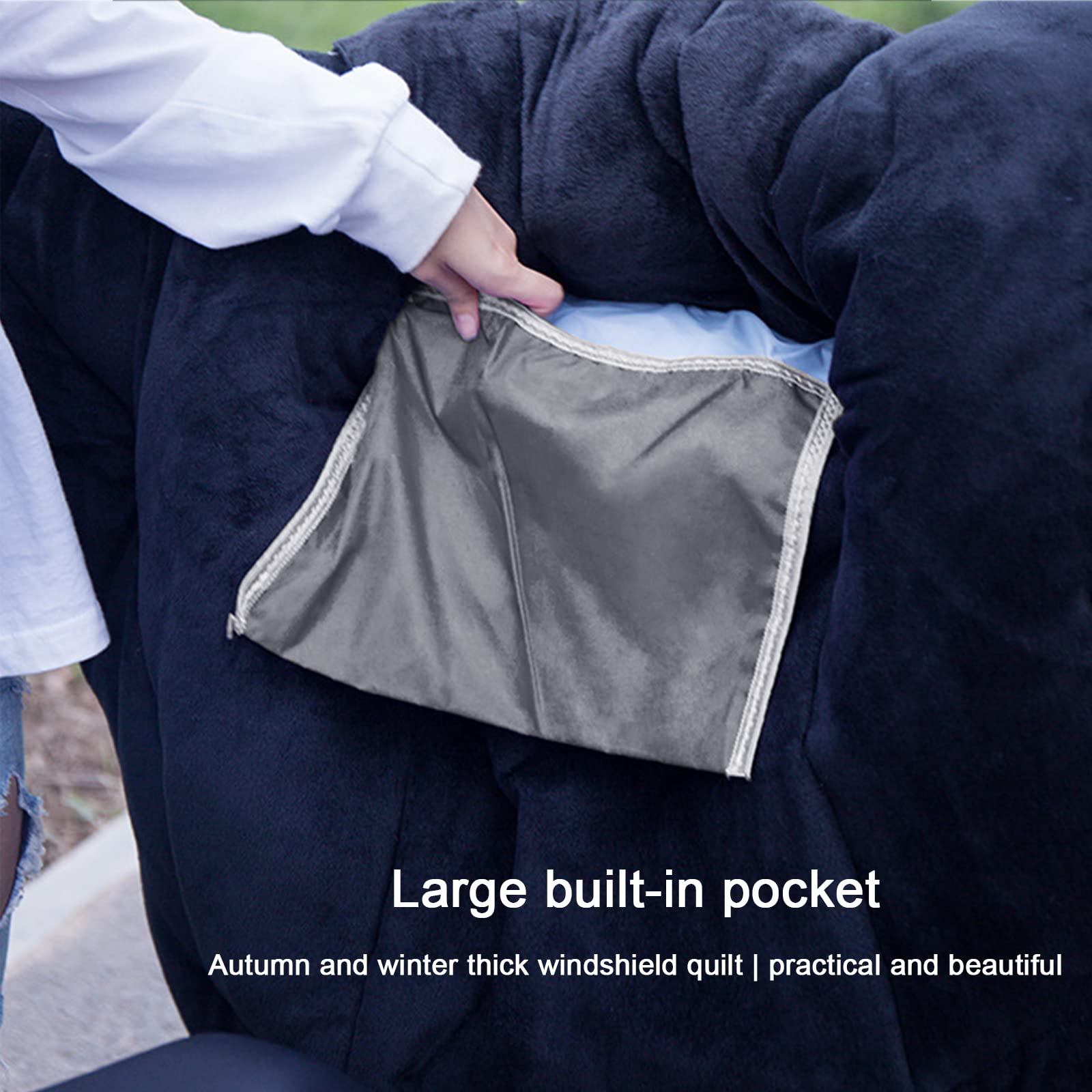 Pare-Brise Fendu d'hiver de Moto électrique, Tablier imperméable de Garde-Jambe de Voiture de Batterie de Cuir d'unité Centrale, Plus l'épaississement de Velours pour Augmenter des genouillères, NOI