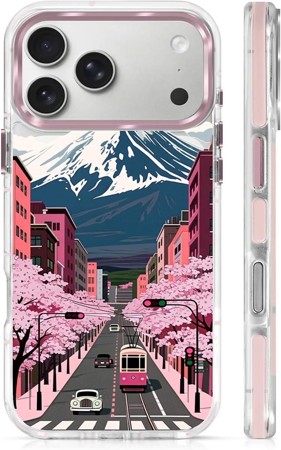 for iPhone 17 Pro Max Case Compatible with Magsafe,Clear Aesthetic Design Cute for Girls Women,Anti-Drop Protective Hard Phone Case for iPhone 17 Pro Max-Japanese Anime City & Mountain Street