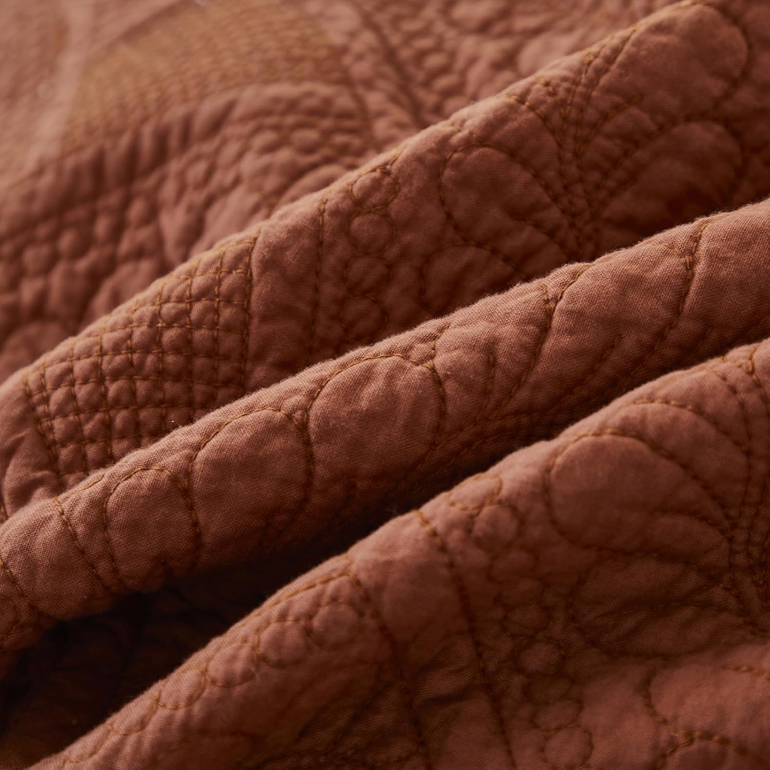 Brandream Pumpkin Orange Leaf Quilted Pillow Shams Cotton King Size Pillow Cases Set of 2 Comfy Soft Decorative Pillow Covers - Image 4