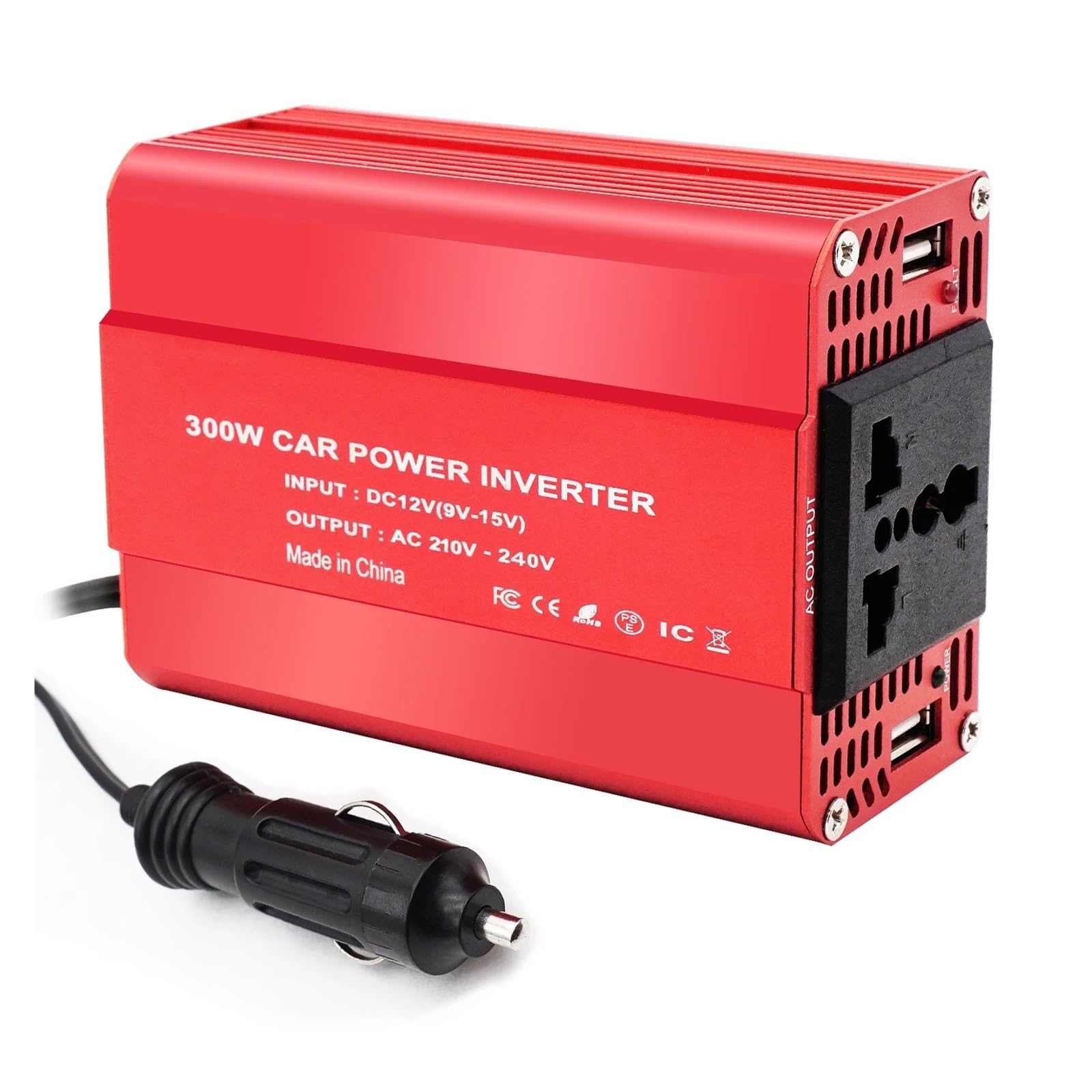 Onduleur 300W 1500W 2000W 2600W Onduleur De Puissance DC 12v vers AC 220V Convertisseur Batterie Externe Portable Onduleur Solaire Double Prise USB Universelle Convertisseur(300W)