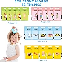 Vista 6 de Tarjetas flash parlantes para niños y niñas de 1, 2, 3, 4, 5 años, dispositivo de aprendizaje sensorial de idiomas con 224 palabras visuales