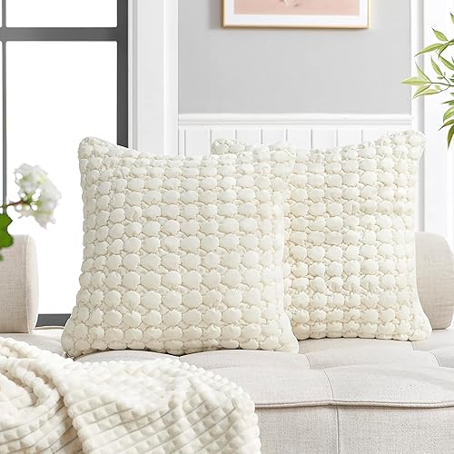Miniatura 7 de Juego de 2 fundas de almohada bohemias de 18 x 18 pulgadas, fundas de almohada decorativas de estilo rural de terciopelo, fundas de cojín cuadradas