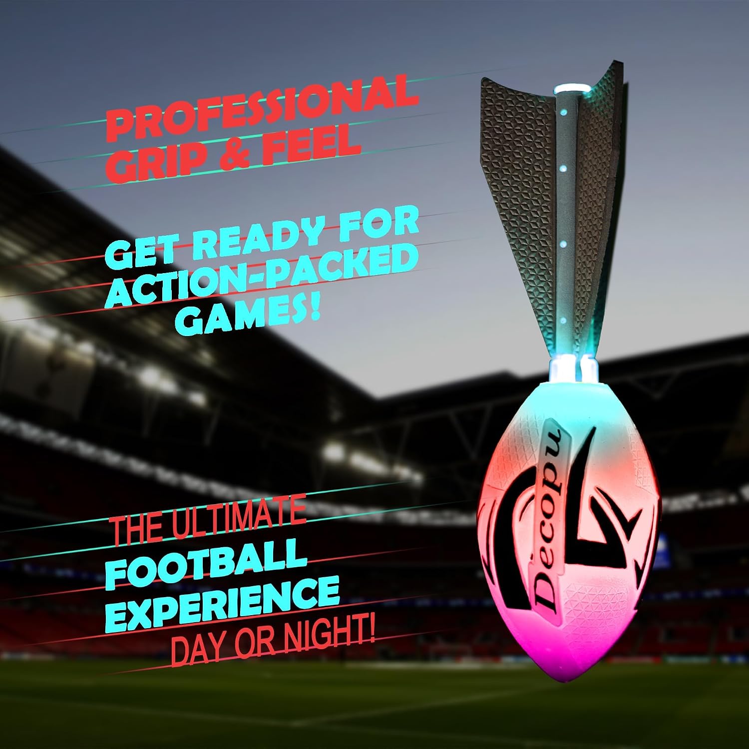 LED Light Up Football for Kids 8-12, Rechargeable Glow in the Dark Football image 4