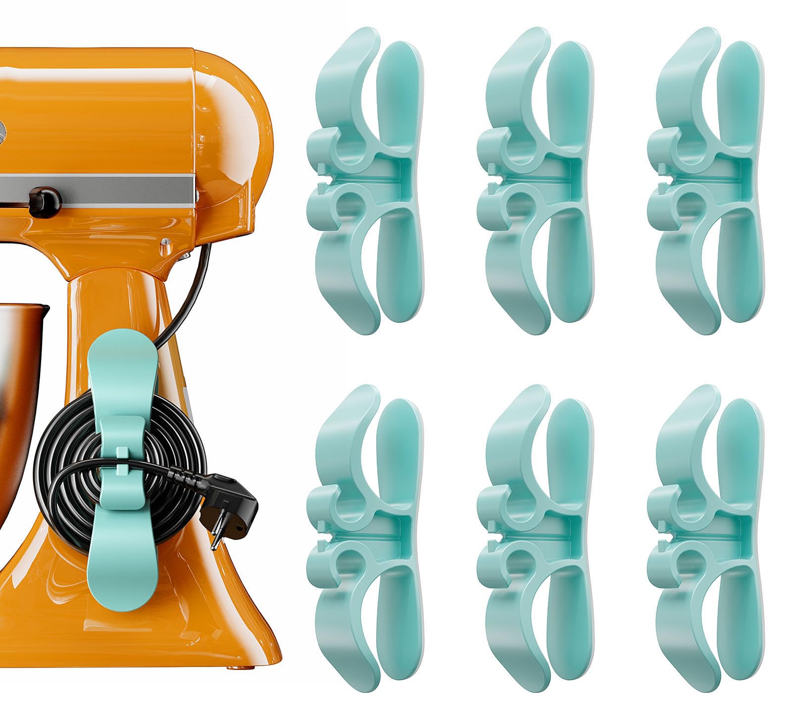 6 PCS Cord Organizer for Appliances, Upgraded Kitchen Appliance Cord Organizer Stick On Appliance Wire Organizer Wire Wrap for Kitchen Appliances Mixers, Coffee Maker, Pressure Cooker, Air Flyer