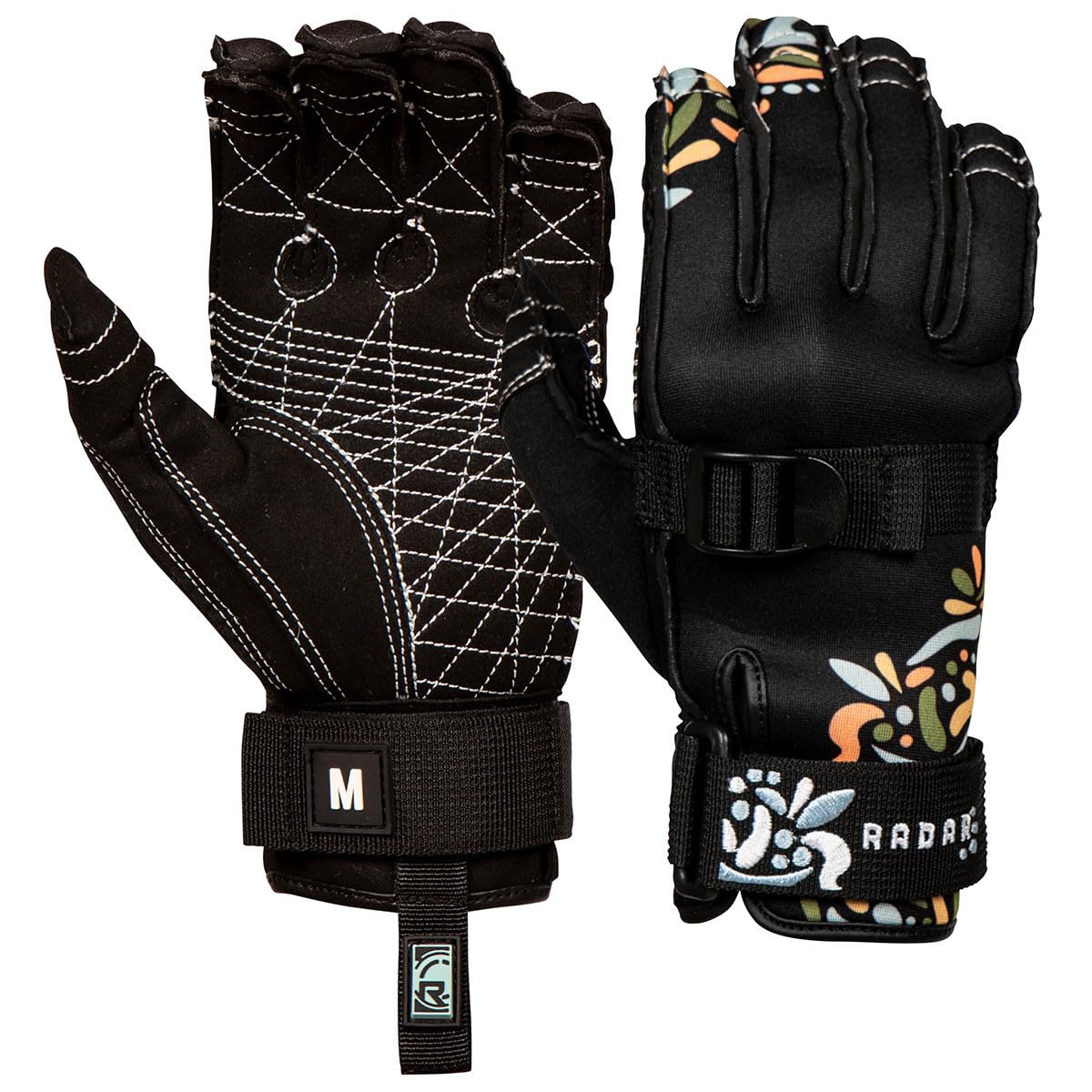 Radar Lyric Inside-Out Women's Waterski Gloves [Black/Sea Blossom] 2025, Large