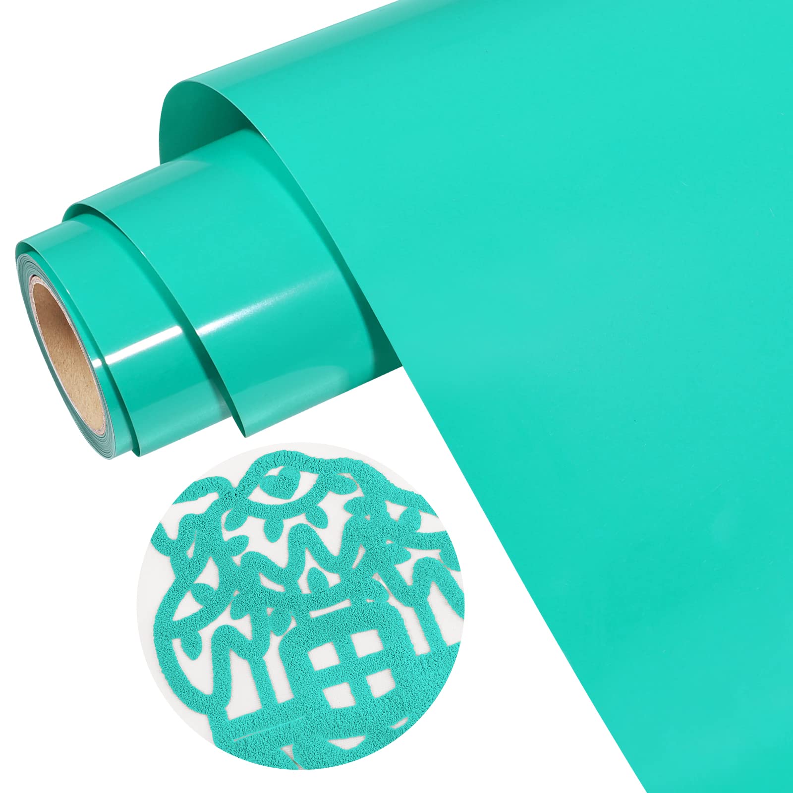 Gatichetta Heat Transfer Vinyl 10"x6ft 3D Puff HTV Heat Press Iron on Vinyl Foaming HTV for T-Shirts, Fabris, DIY Designs, Teal