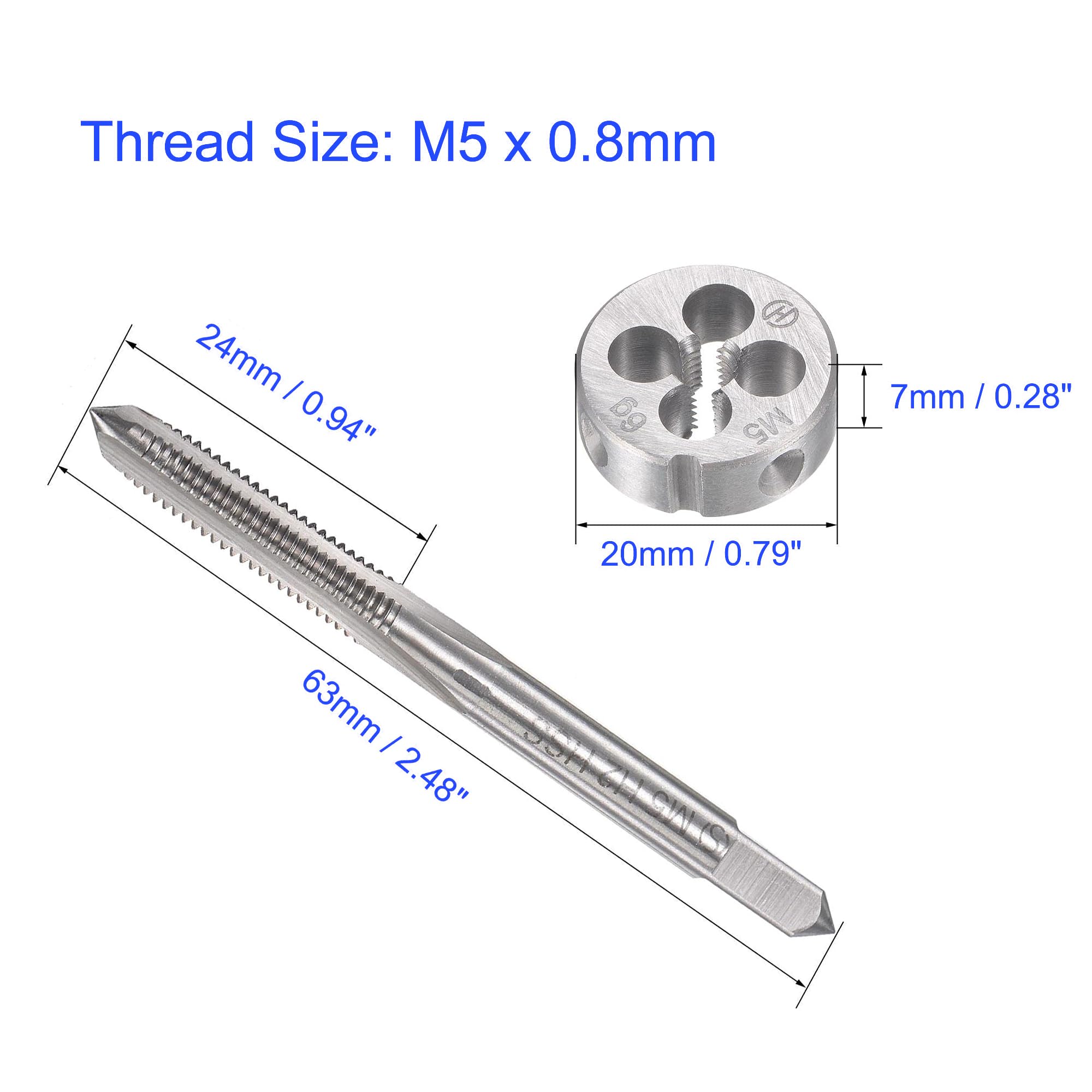 MACHSWON M5 x 0.8mm Metric Tap and Die Set - Machine Thread Screw Tap with Round Threading Die Kit for Thread Repair - Image 3