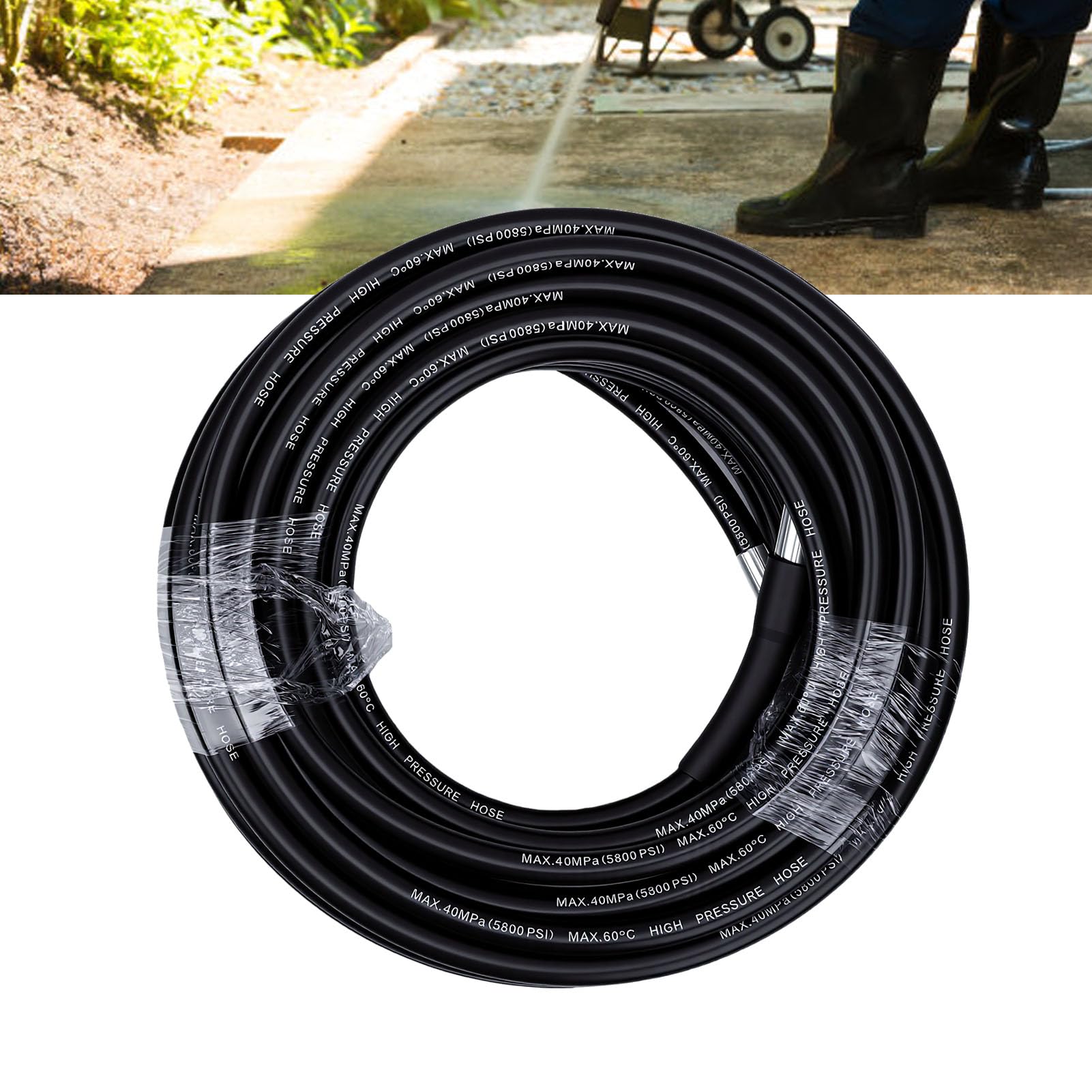 Kit Tubo Flessibile per Fognatura 20M, Adatto per K2-K7 | Tubo Prolunga Per Idropulitrice, Camera D'aria In PE Da 20 Metri, Set Multi Ugelli, Adattatore In Nylon, Per La Pulizia