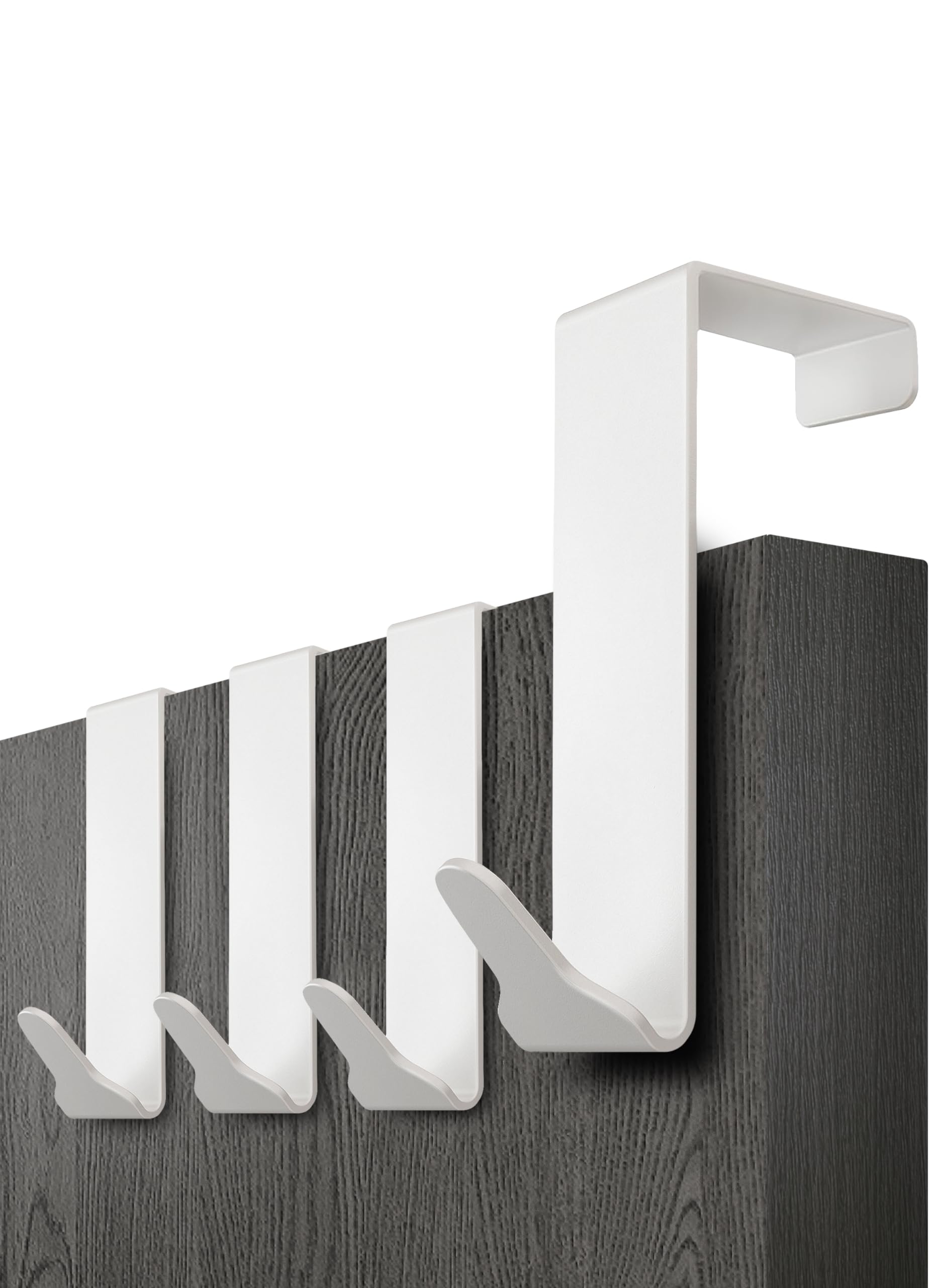 Menz White Over Door Hook 4 Pack Stable Overdoor Hanger. Rust-Free Door Hangers For Clothes, 4.1Cm Fit. 15Kg Coat Hanger, Stainless Steel With Eva Pads, Prevents Scratches