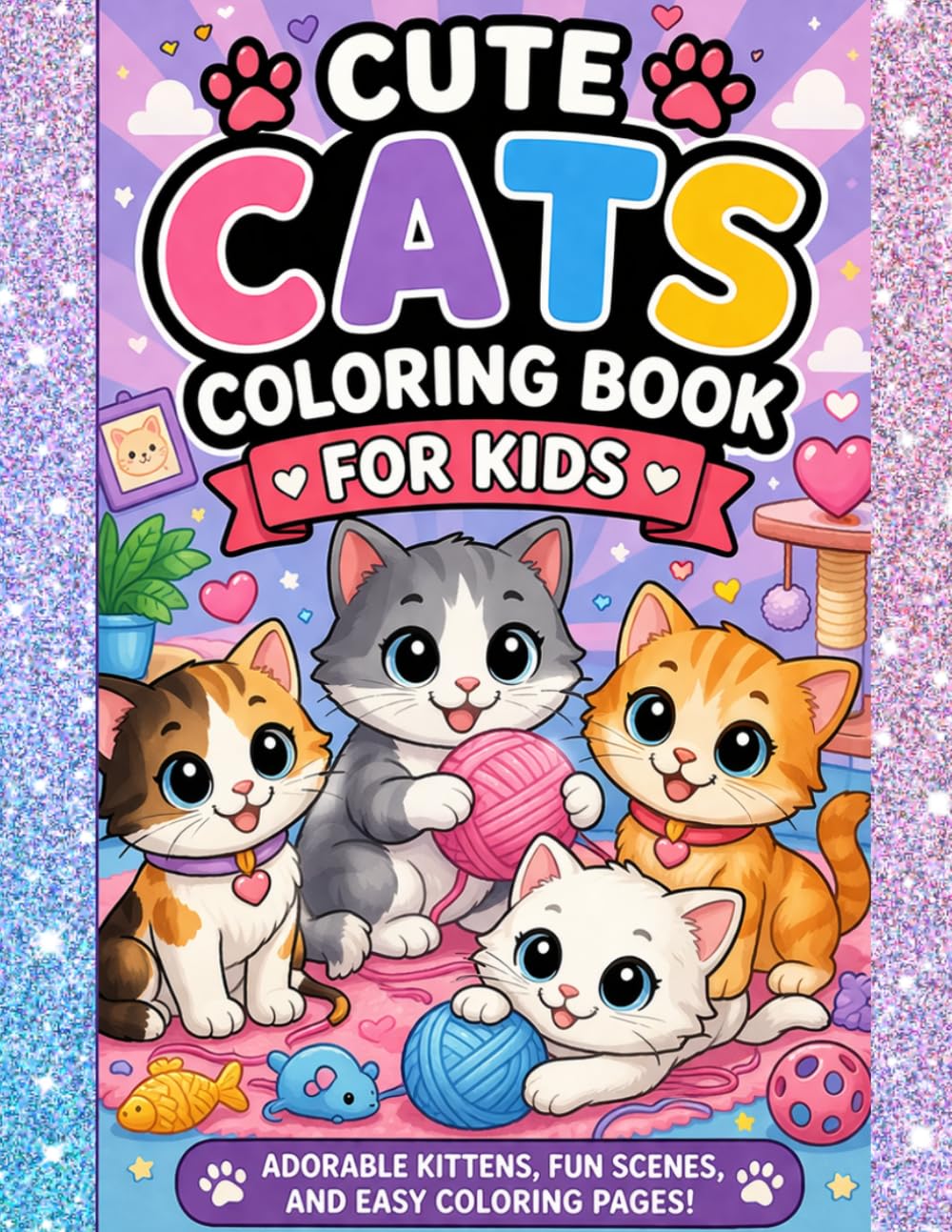 Purrfect Cats Coloring Book: tle: Adorable Kittens, Easy Designs, and Fun Scenes for Kids to Color