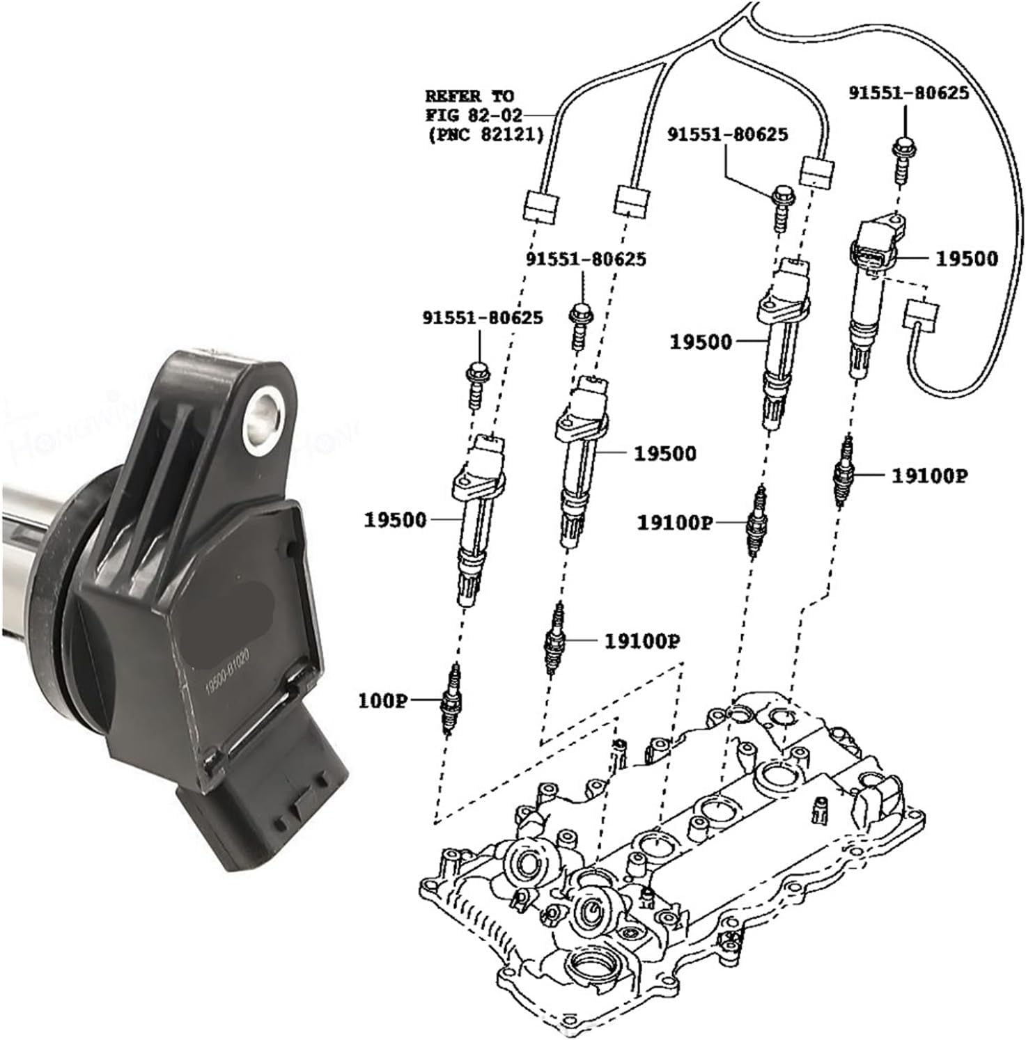 トヨタ4ランナー19080-13030点火コイル 点火コイル、点火コイル点火