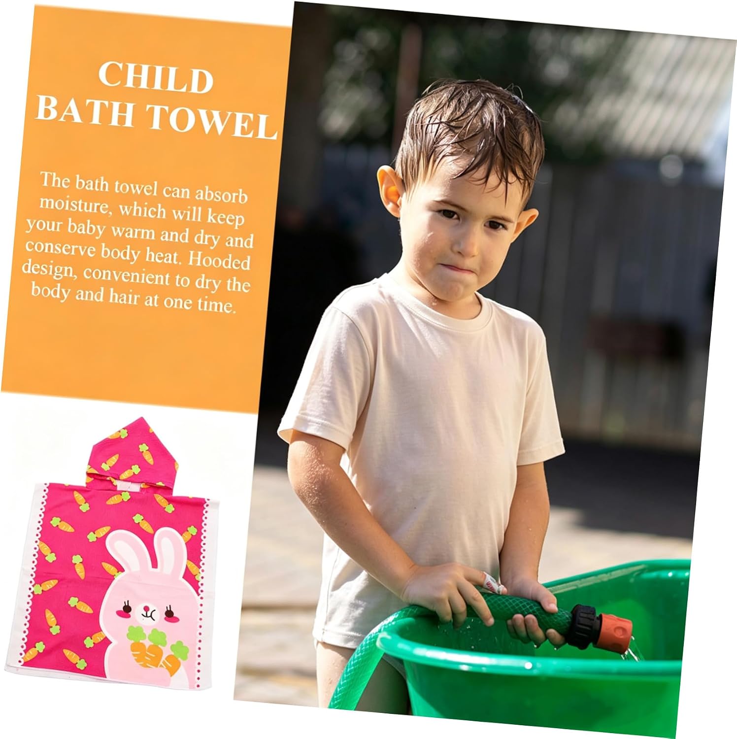 Hooded Beach Towel Cape for Boys, Soft Cotton Bath Towel with Cartoon Design, Lightweight and Absorbent, for Pool, Beach, and Bath Time