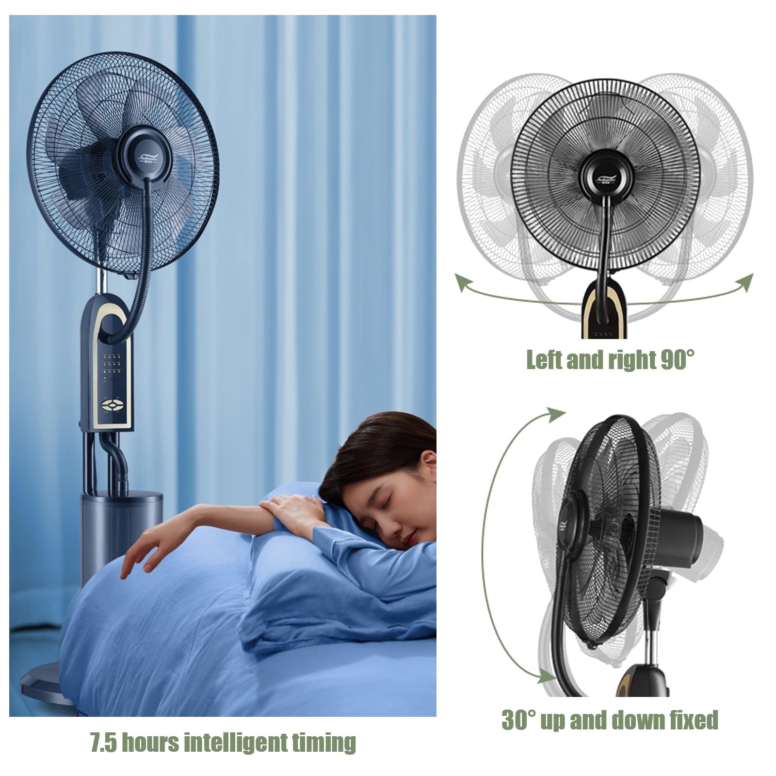 Ventilatore Nebulizzatore da Esterno, Ventilatore a Piantana, Ventilatore con Nebulizzatore Acqua, Ventola di Raffreddamento Esterna, Ventola da Pavimento per Officina Magazzino Industriale