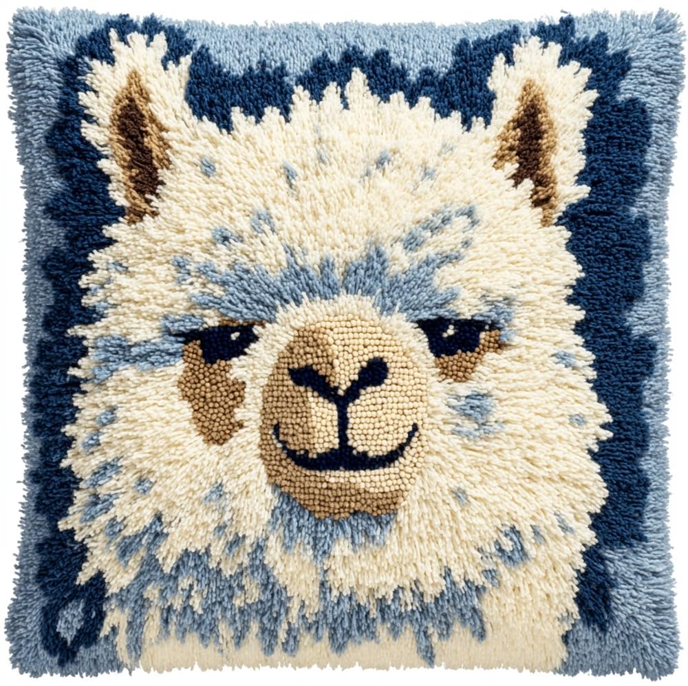 FWRTYCB Latch Hook Kits Pillow Alpaca Crochet Yarn Hooking Pillowcase