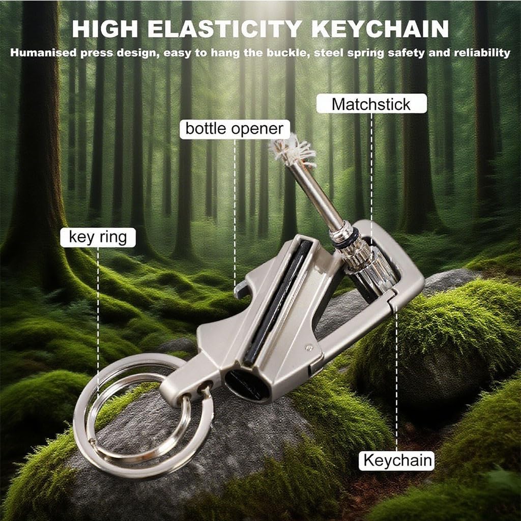 Permanent Match Infinity Lighter with Multitool Keychain Bottle Opener,2 in 1 Kerosene Trench Lighter,Outdoor Gift for Men(2pack Gold)