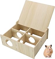 Yasdyri Hamster & Mouse Wooden Tunnel Hideout - Natural Wood Secret Peep Chamber, Cage Tunnel Exploring Toy
