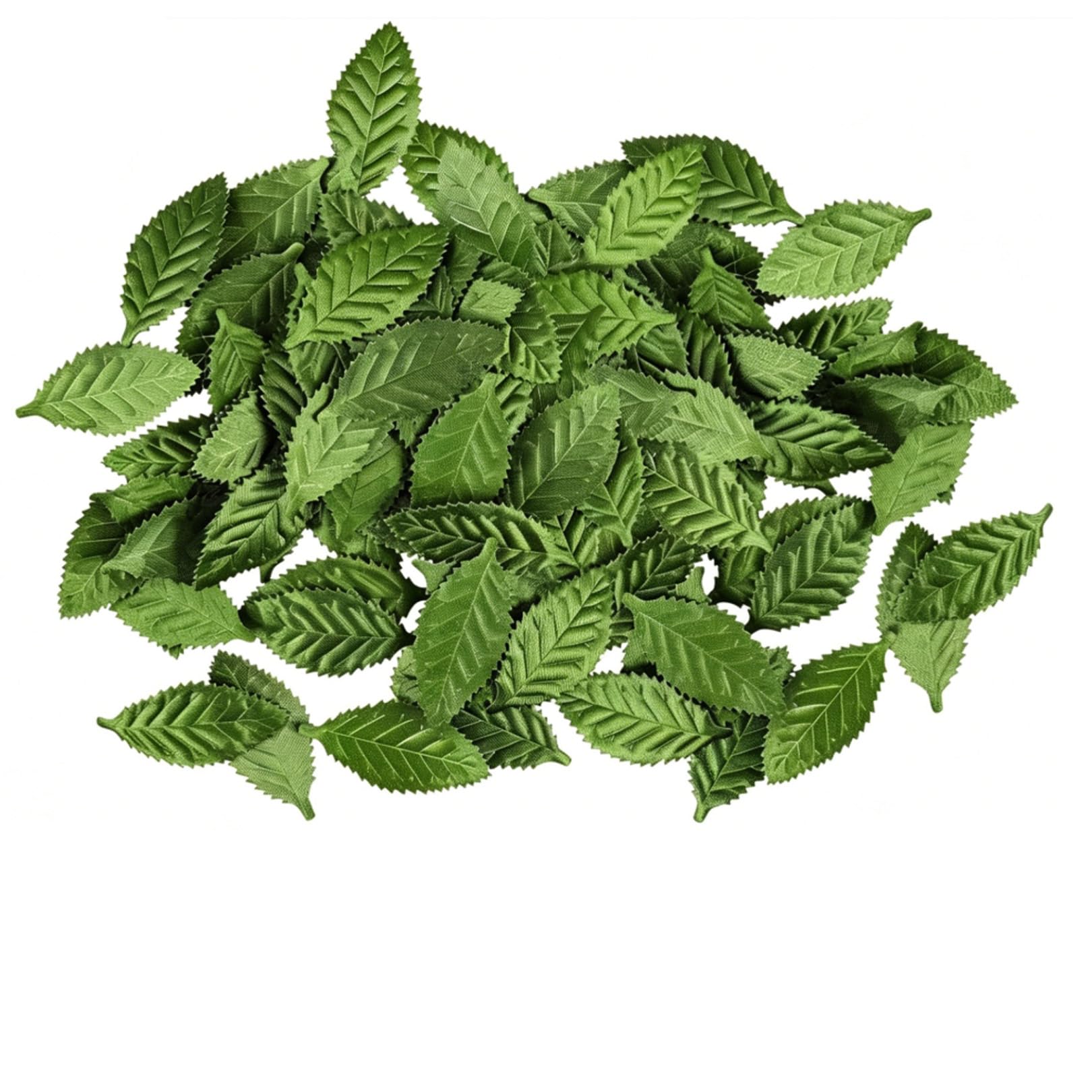 Qiaoliangyao Green Artificial Silk Leaves 100 Pcs Fake Leaves Foliage For Crafts, Scrapbooking, Floral Arrangements, Wedding Garland And Party Decorations, Bulk Artificial Ery Leaves For Diy Home Decor