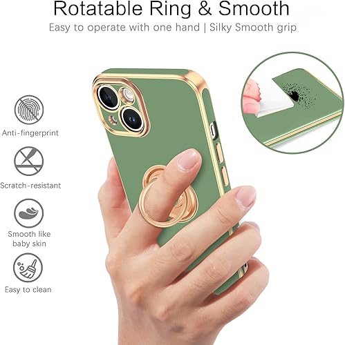 Miniatura 3 de VENINGO Funda para iPhone 14, fundas para iPhone 14, ajuste delgado, suave, soporte de anillo de 360, soporte magnético para automóvil, fácil de