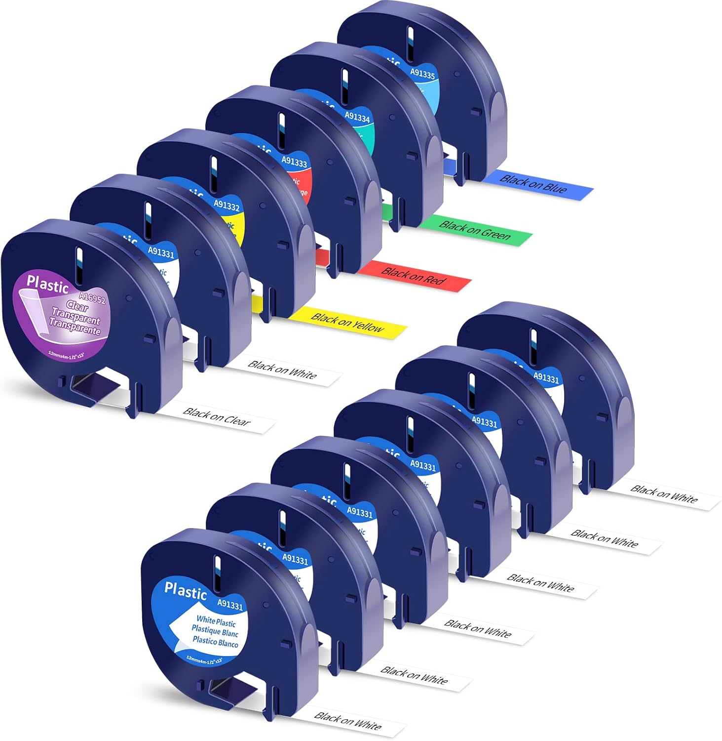 12 Pack Compatible with Dymo Letratag Refills Replacement