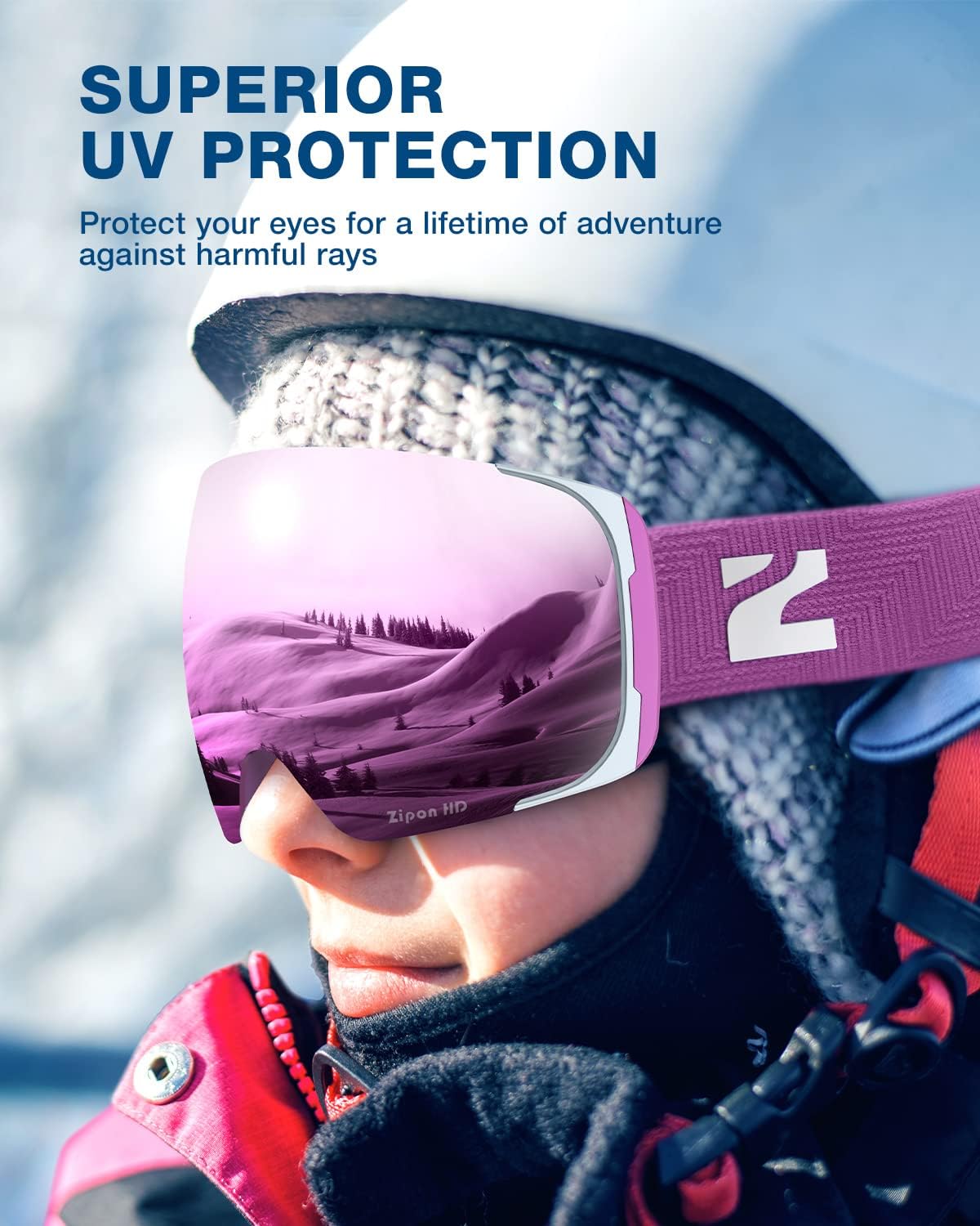 ZIONOR Ski Goggles, Z1 Zipon HD Lens Snow Snowboard Goggles for Men Women Adult - Image 5