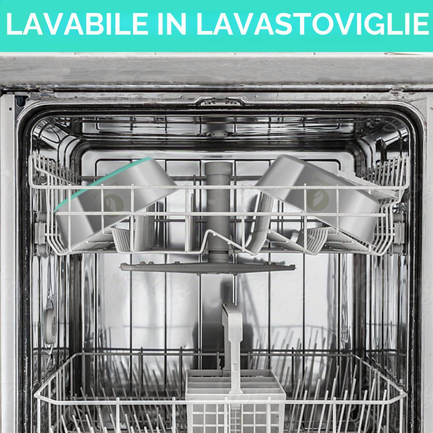 LumoLeaf Ciotole per cani grandi in acciaio inox da 2,9 oz/13 tazze, confezione da 2 ciotole per acqua e cibo, piatti antiscivolo per animali domestici con fondo in gomma, ciotole per animali