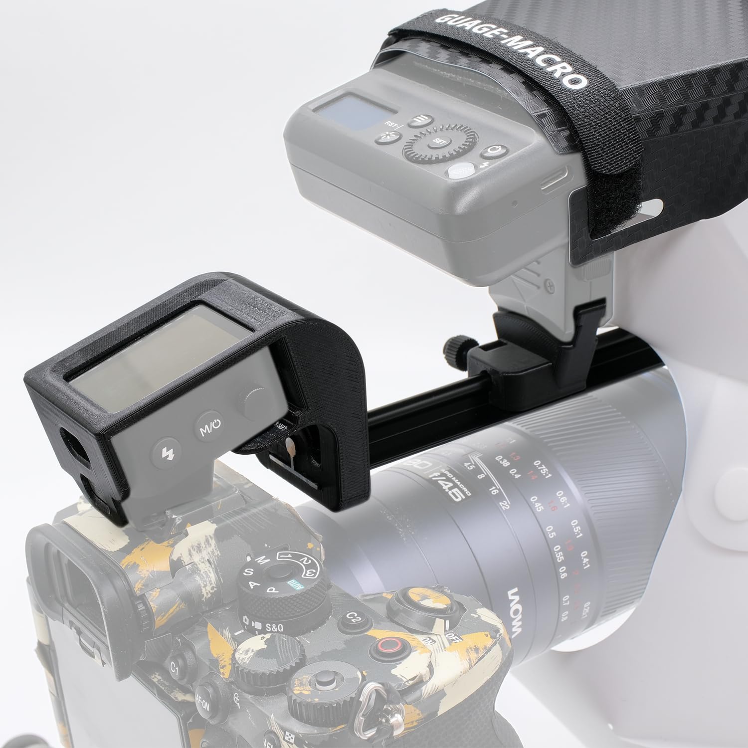 Guage Diffuseur de flash macro pour flash MF12, diffuseur fer à cheval avec support télescopique, Hot Shoe version surélevée, diffuseur macro pour macro, photographie d'insectes et gros plan