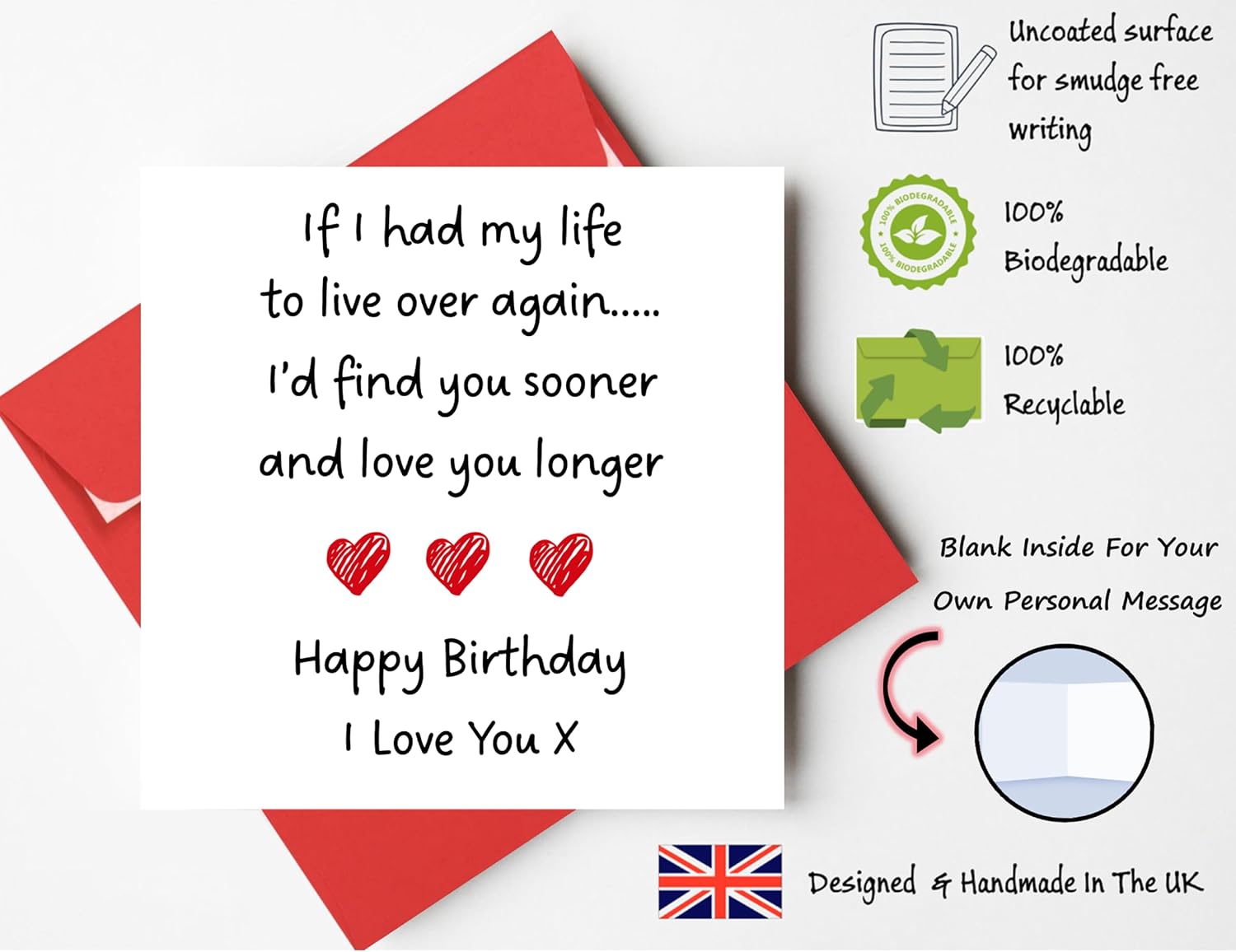 Printperfect - Boyfriend Birthday Card - Husband Birthday Card - 'I Love You Longer' - I Love You Gifts For Him or Her - Sweet Birthday Cards for Wife Girlfriend Partner - View 8