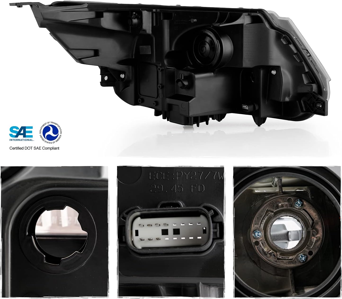 AKKON - Fits 2016-2019 Ford Explorer Sport Model LED DRL Black Headlights Replacement - Left Side