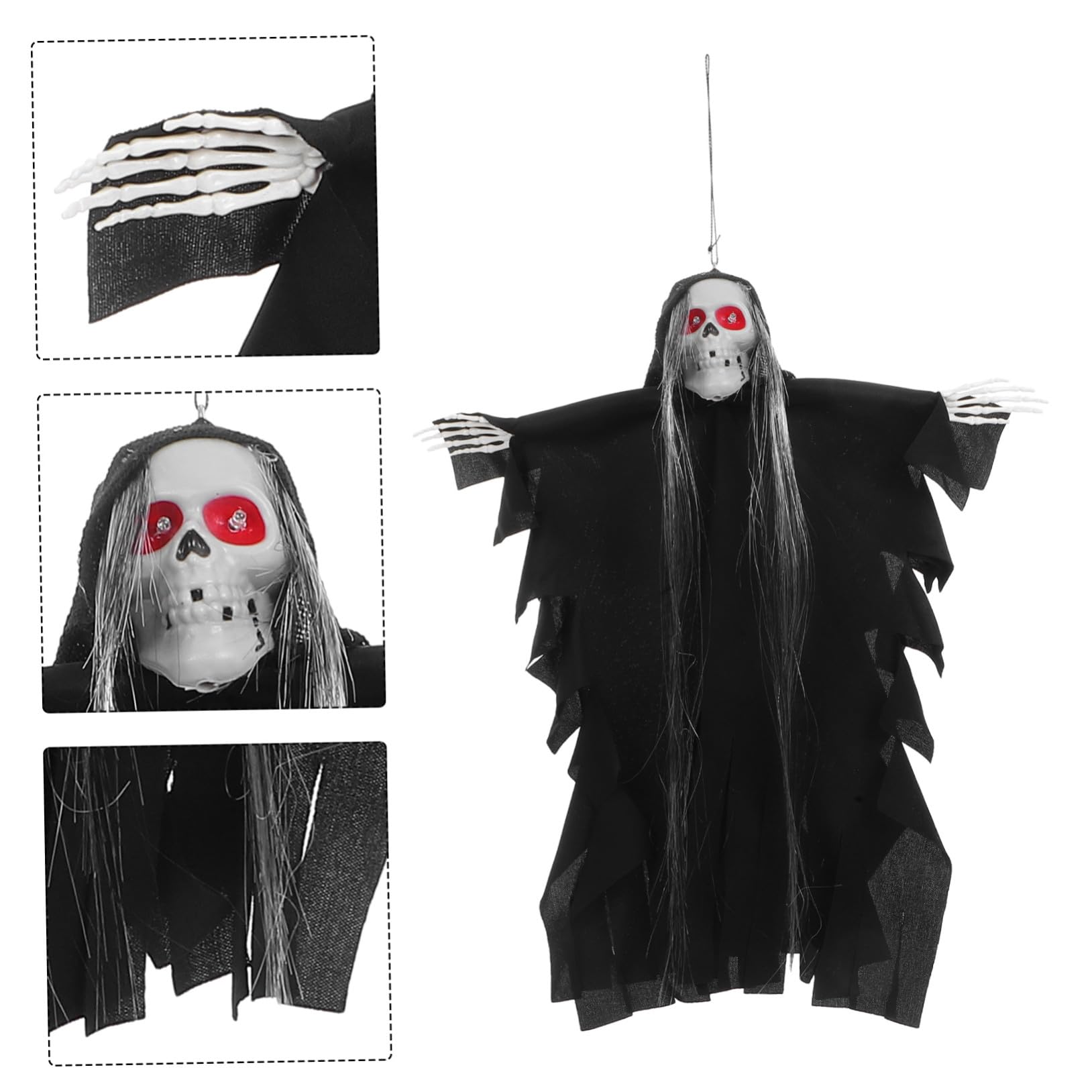BESTonZON 3pezzi Fantasma Appeso per Halloween Decorazione di Scheletro Teschio con Attivazione da Suono Bagliore Notturno per Giardino Patio Casa Stregata Cortile