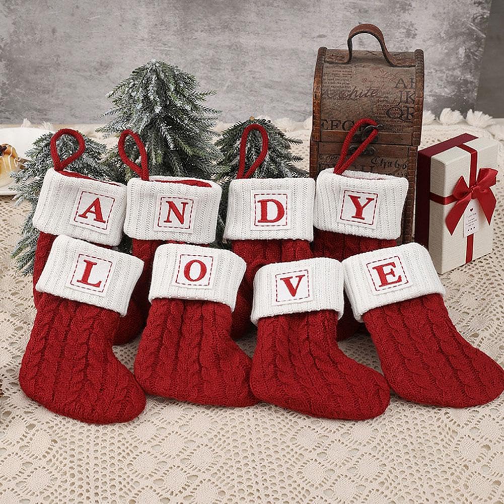 Weihnachtsstrumpf Mit Besticktem Buchstaben – 14 X 18 Cm, Baumwolle, Mit Weichem Plüschbündchen, Personalisierbar