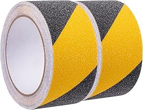 2 rollos de cinta adhesiva antideslizante de 50 mm x 10 m, color negro y amarillo