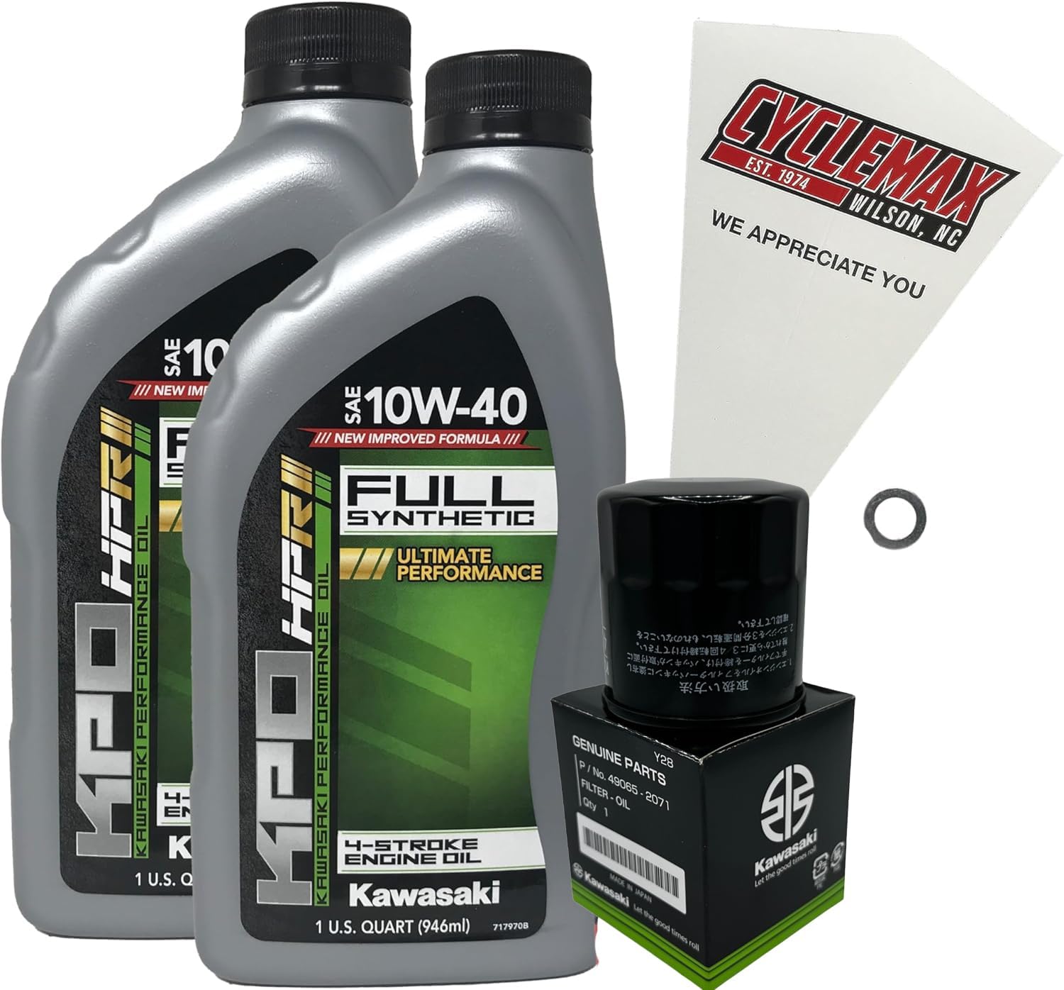 Cyclemax Full Synthetic 10W-40 Oil Change Kit compatible with 2009-2023 Kawasaki Mule 4000