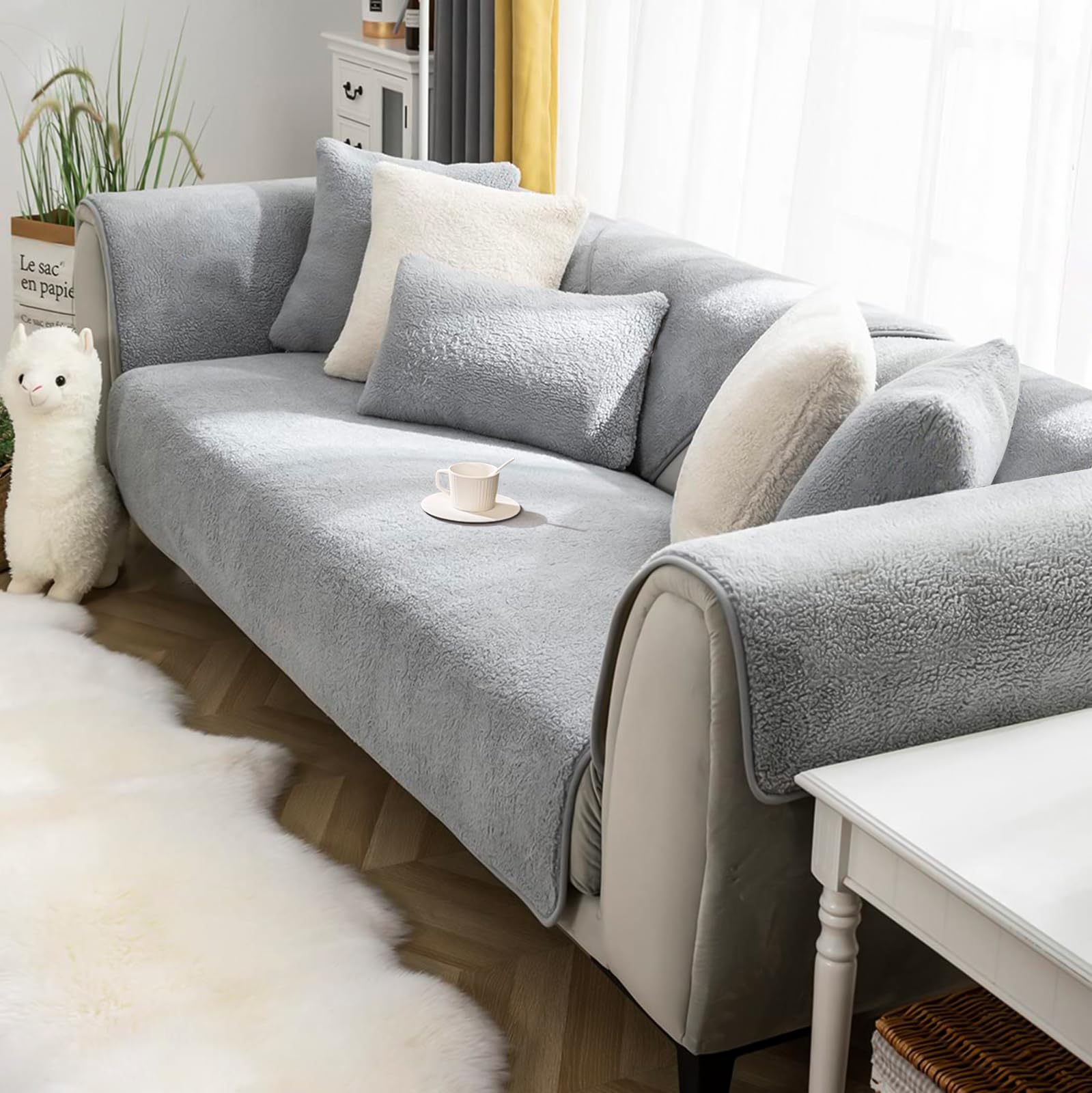 GKXLH Nieuwe dikke bankhoezen wasbaar - zachte corduroy universele bankhoes 2 3 4 zits, antislip bankhoes, bankstoelhoezen bankslophoezen meubelprotector voor woonkamer (wit, 90 x 160 cm