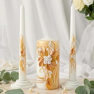 Unity Candle Set for Wedding Ceremony – 6” Pillar & Two 10” Taper Candle...