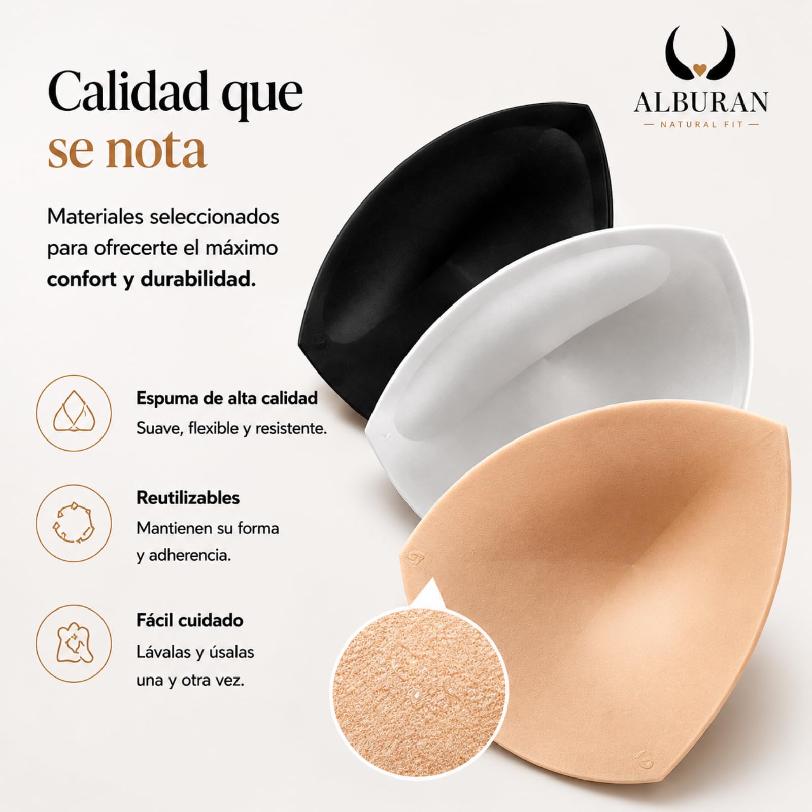 ALBURAN Relleno Sujetador Push Up 3 Pares Invisible Realza Pechos Deportivo