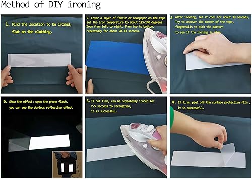 Miniatura 6 de Cinta reflectante plateada de seguridad de 2 pulgadas para planchar sobre tela, cinta de transferencia de calor, película de vinilo M07 (2 pulgadas