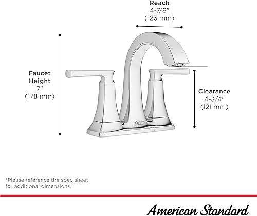 Miniatura 5 de American Standard 7426201.295, Belmeade - Grifo de baño central de dos manijas de 4 pulgadas, níquel cepillado