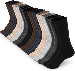 12 Pairs Dress Socks for Men, Solid Color Cotton Crew Socks, Size 9-12 | 12 Pairs Dress Socks for Men, 6 Colors Cotton Crew Socks Soft Breathable Formal Sock, Size 9-12
