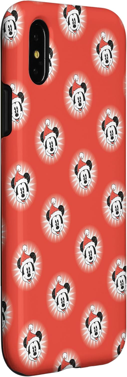 Disney Mickey Mouse Christmas Santa Hat Retro Pattern Case for iPhone X/XS