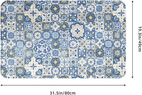 Miniatura 7 de Alfombra marroquí retro de 20 x 31.5 pulgadas, antideslizante, lavable, para sala de estar, cocina y baño, alfombra marroquí suave y pequeña para