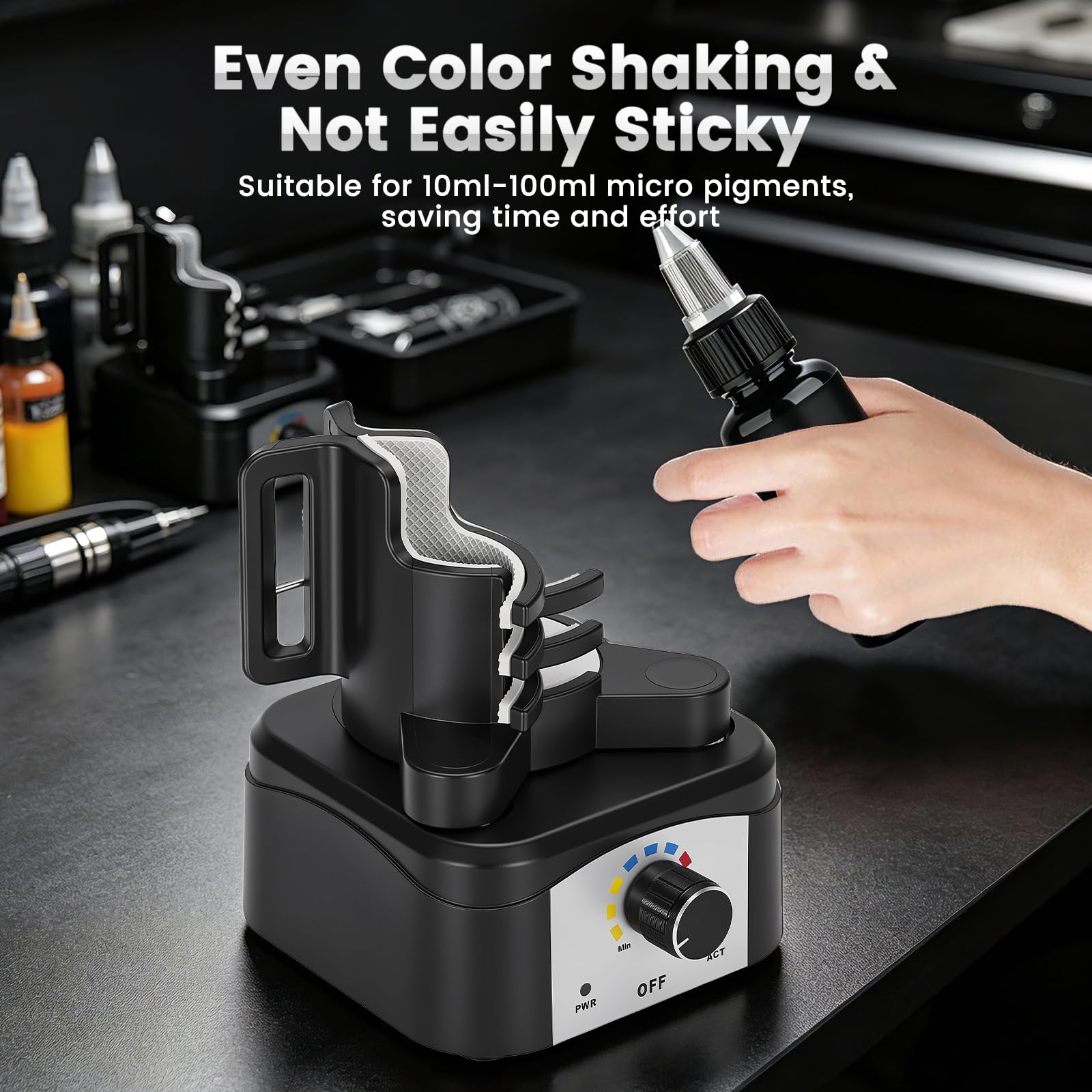 Mini Mezclador Vortex, 500-3200 rpm Agitador de Pinturas para Modelismo, Herramienta de Mezcla a 3 Velocidades Manos Libres, Shaker 10-100ml para Esmalte de Uñas, Tubos de Ensayo Laboratorio