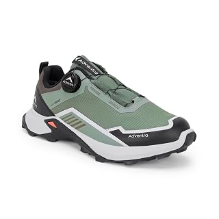 ADVENTRA Men's Waterproof Hiking Shoes | Low Ankle with Ultra Grip | Auto-Lacing | ET1102 | Olive Green