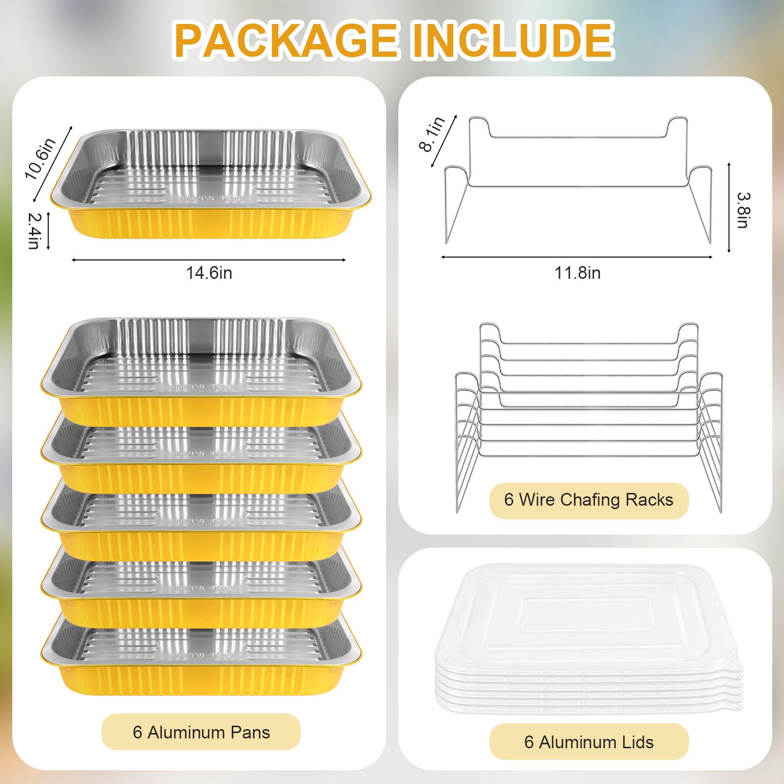 Set di 6 scaldavivande usa e getta per buffet, forniture per catering, buffet, campeggi all'aperto, in alluminio, set per catering, feste, catering (500 ml)